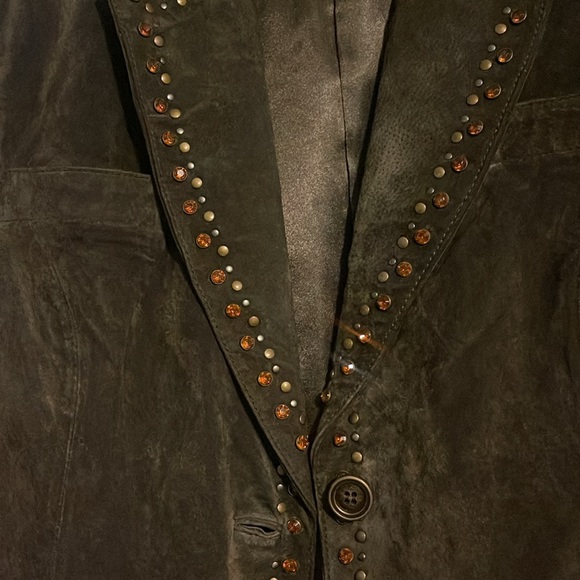 Studded leather suede jacket - Picture 2 of 4
